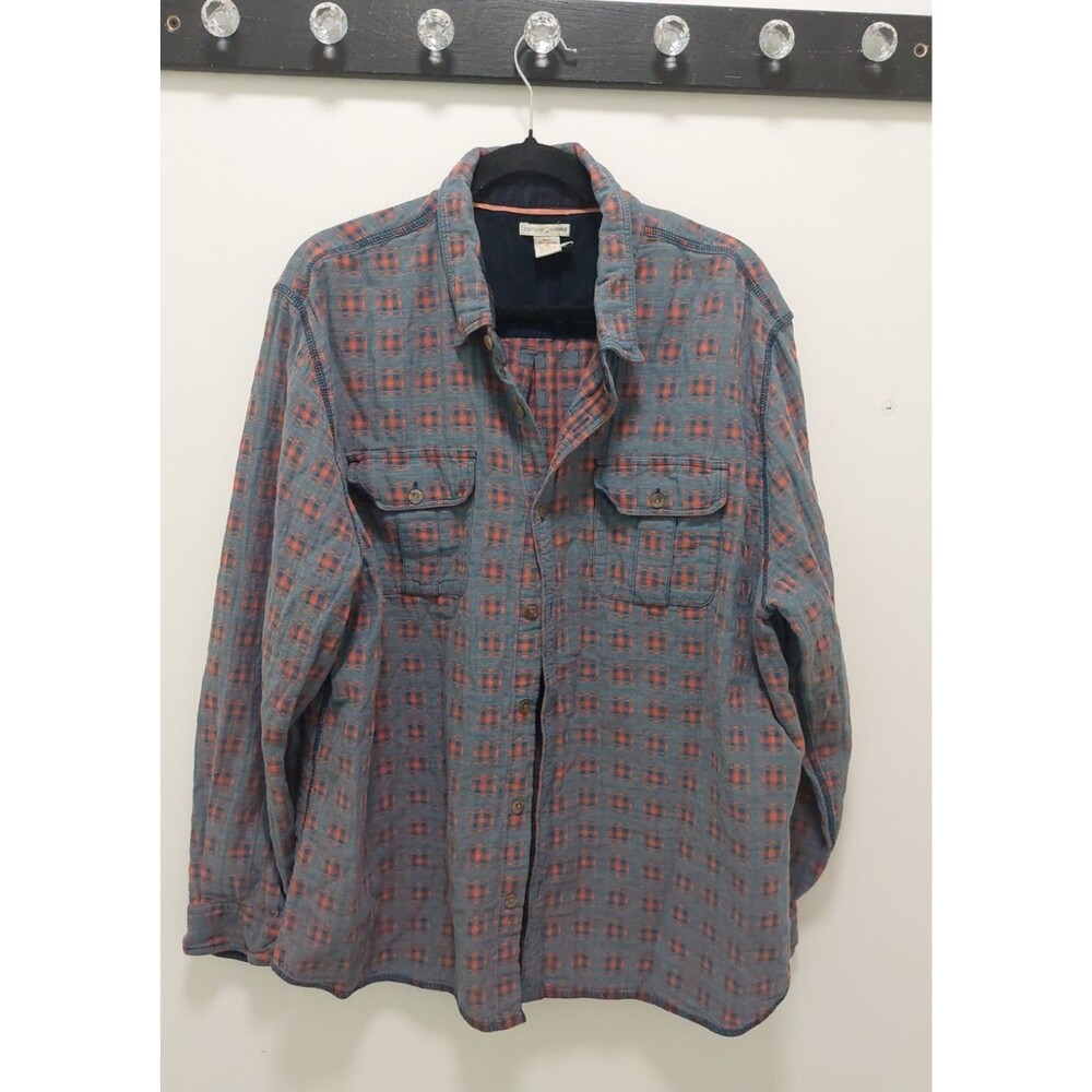 Carbon 2 Cobalt Button Down Denim Blue With Orange Design Size XL
